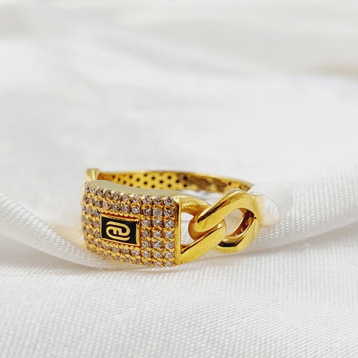 21K خاتم جنزير مرصع-مجوهرات الشيخ سعيد-Saeed Jewelry 