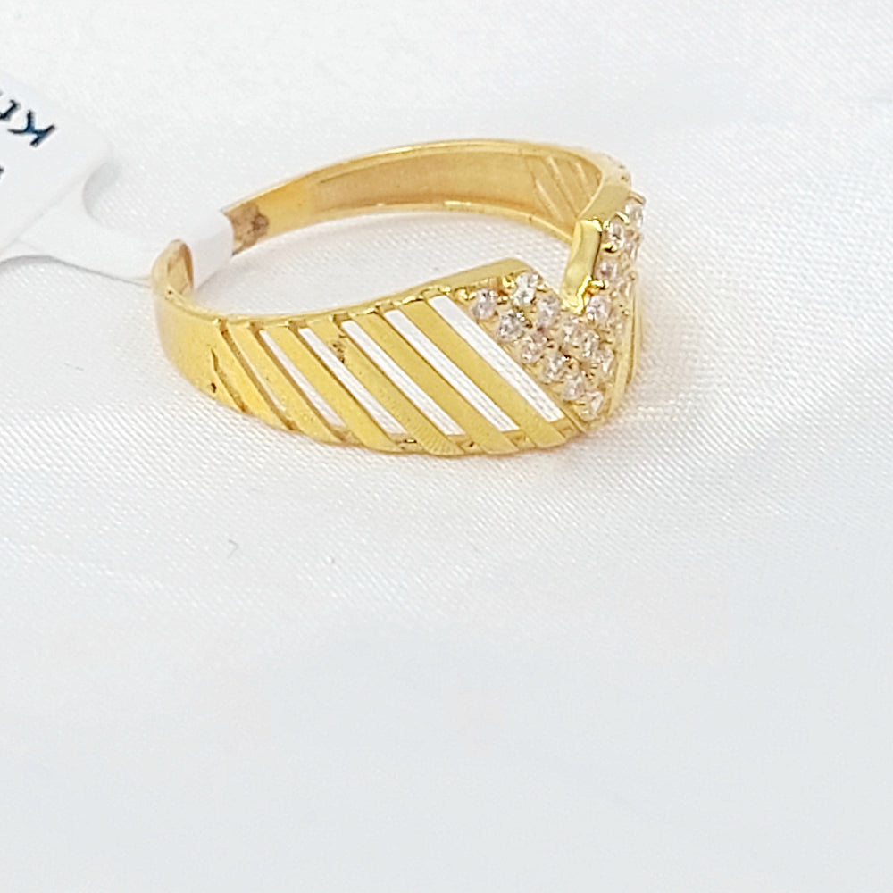 Zircon Studded Triangles Ring Made of 21K Gold by Saeed Jewelry 