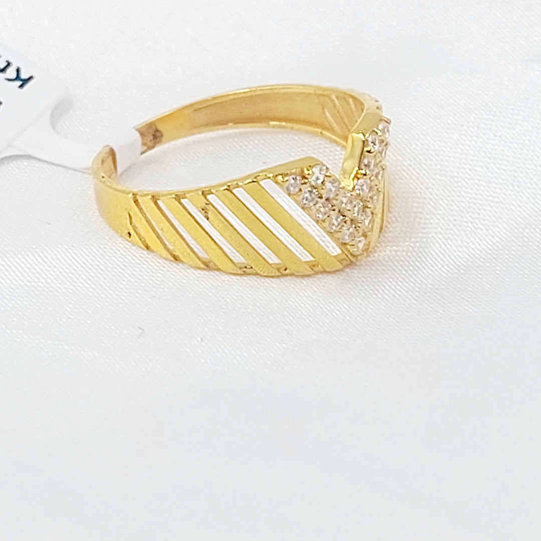 Zircon Studded Triangles Ring Made of 21K Gold by Saeed Jewelry 