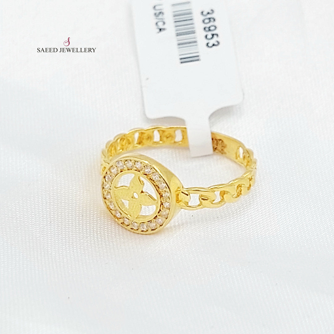 Zircon Studded Rose Ring Made of 21K Gold by Saeed Jewelry 