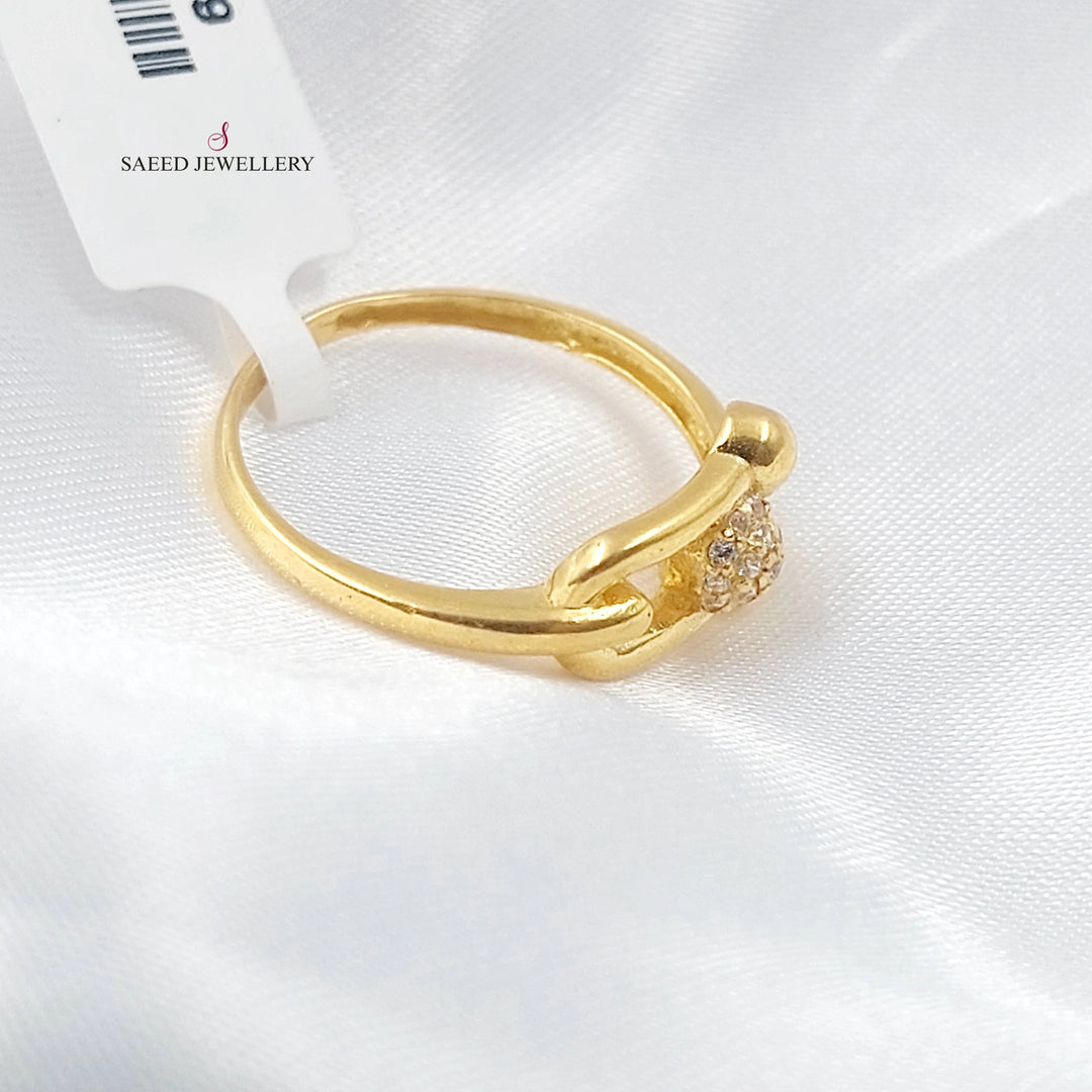 Zircon Studded Paperclip Ring Made of 21K Gold by Saeed Jewelry 