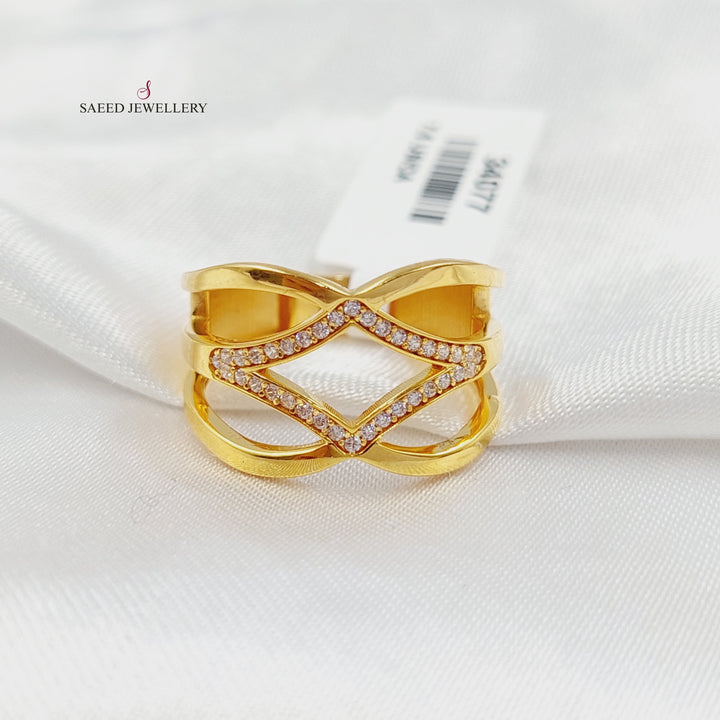 Zircon Studded Queen Ring Made of 21K Gold by Saeed Jewelry 