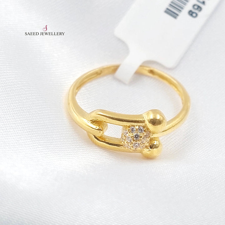 Zircon Studded Paperclip Ring Made of 21K Gold by Saeed Jewelry 