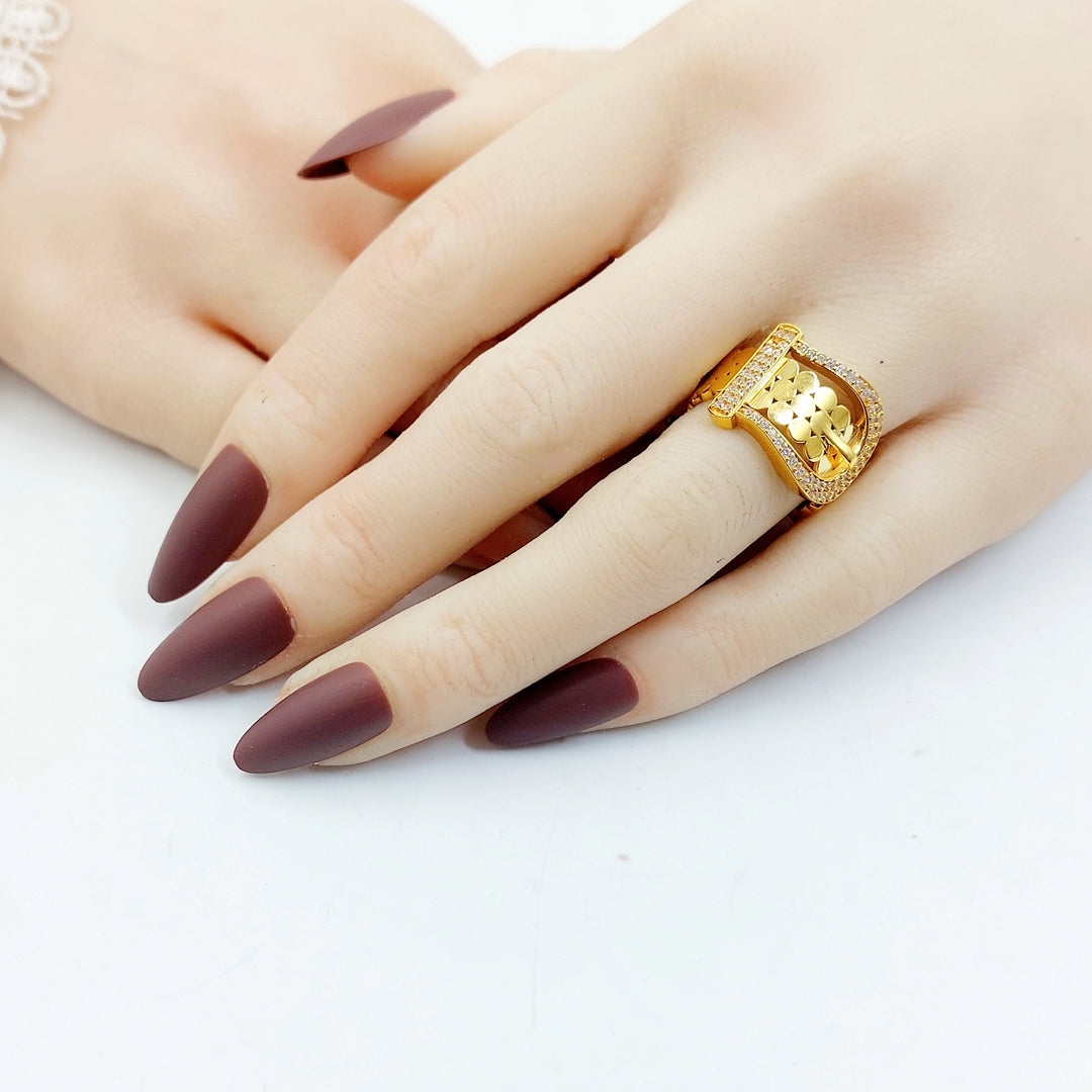 Zircon Studded Belt Ring Made of 21K Gold by Saeed Jewelry 