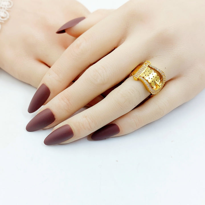 Zircon Studded Belt Ring Made of 21K Gold by Saeed Jewelry 