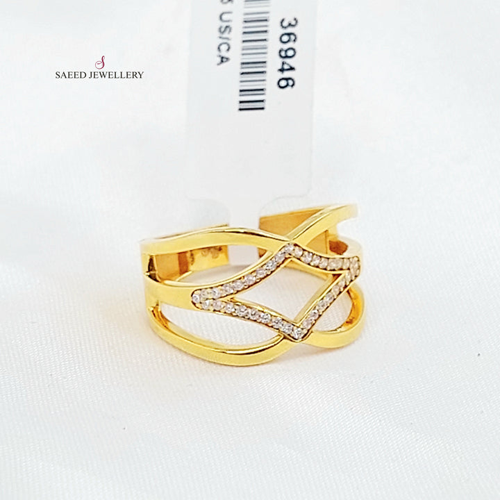 Zircon Studded Tears Ring Made of 21K Gold by Saeed Jewelry 