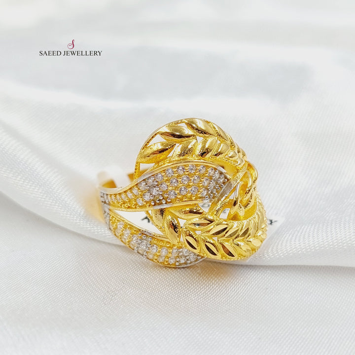 Zircon Studded Deluxe Ring Made of 21K Gold by Saeed Jewelry 