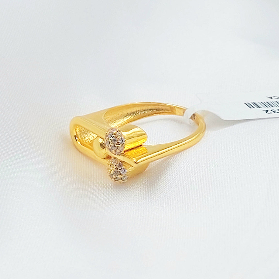 Zircon Studded Paperclip Ring Made of 21K Gold by Saeed Jewelry 