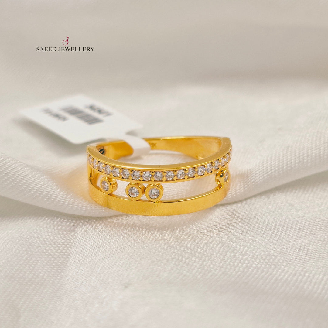 Zircon Studded Deluxe Ring Made of 21K Gold by Saeed Jewelry 