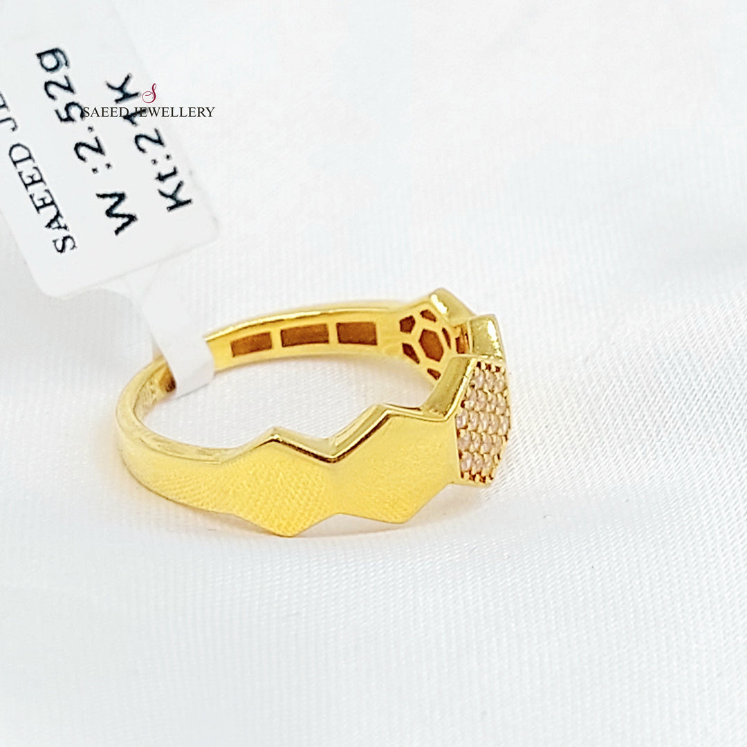Zircon Studded Deluxe Ring Made of 21K Gold by Saeed Jewelry 