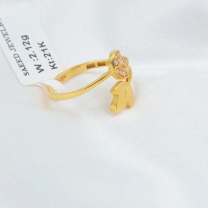 21K خاتم ورق الشجر مرصع-مجوهرات الشيخ سعيد-Saeed Jewelry 