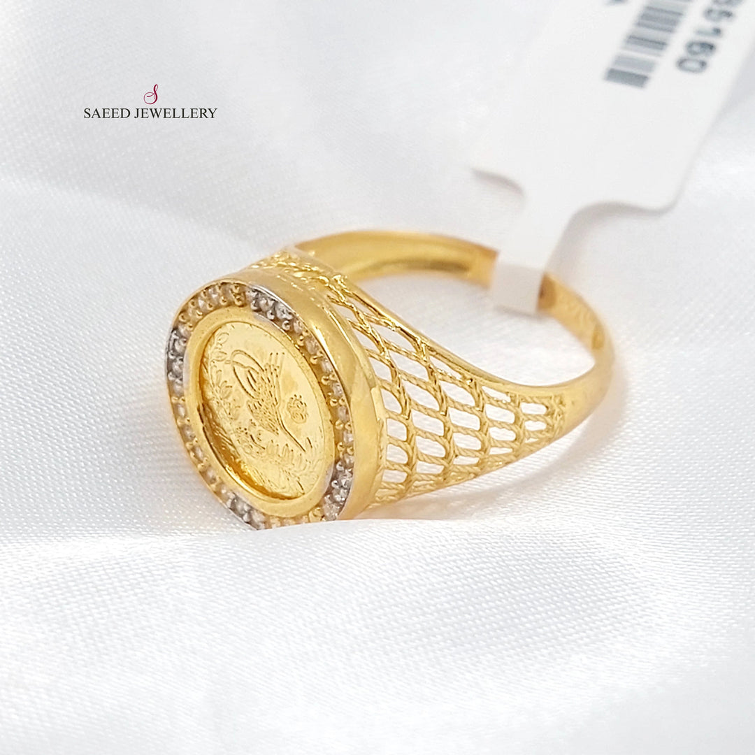 Zircon Studded Rashadi Ring Made of 21K Gold by Saeed Jewelry 