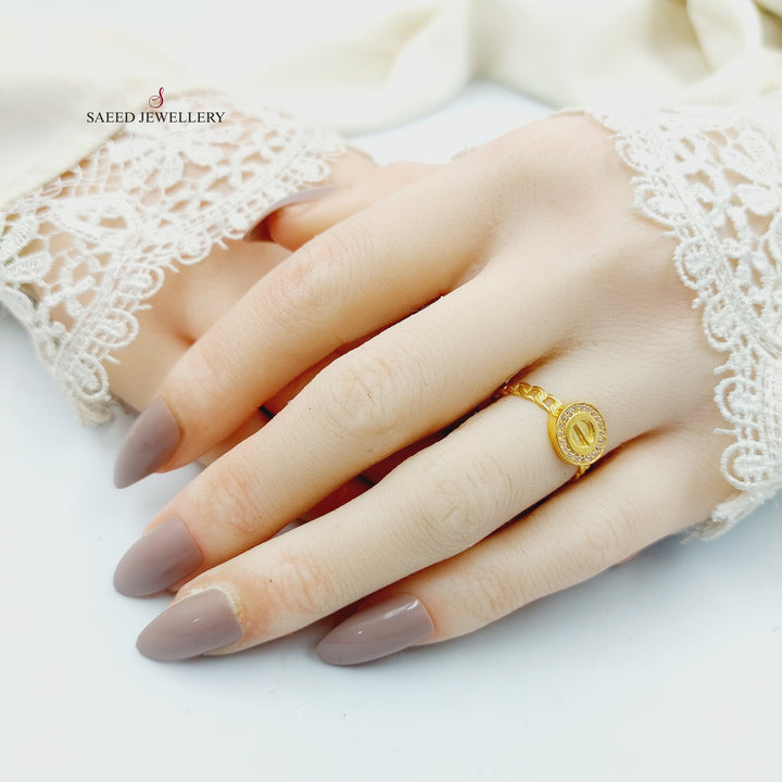 Zircon Studded Figaro Ring Made of 21K Gold by Saeed Jewelry 