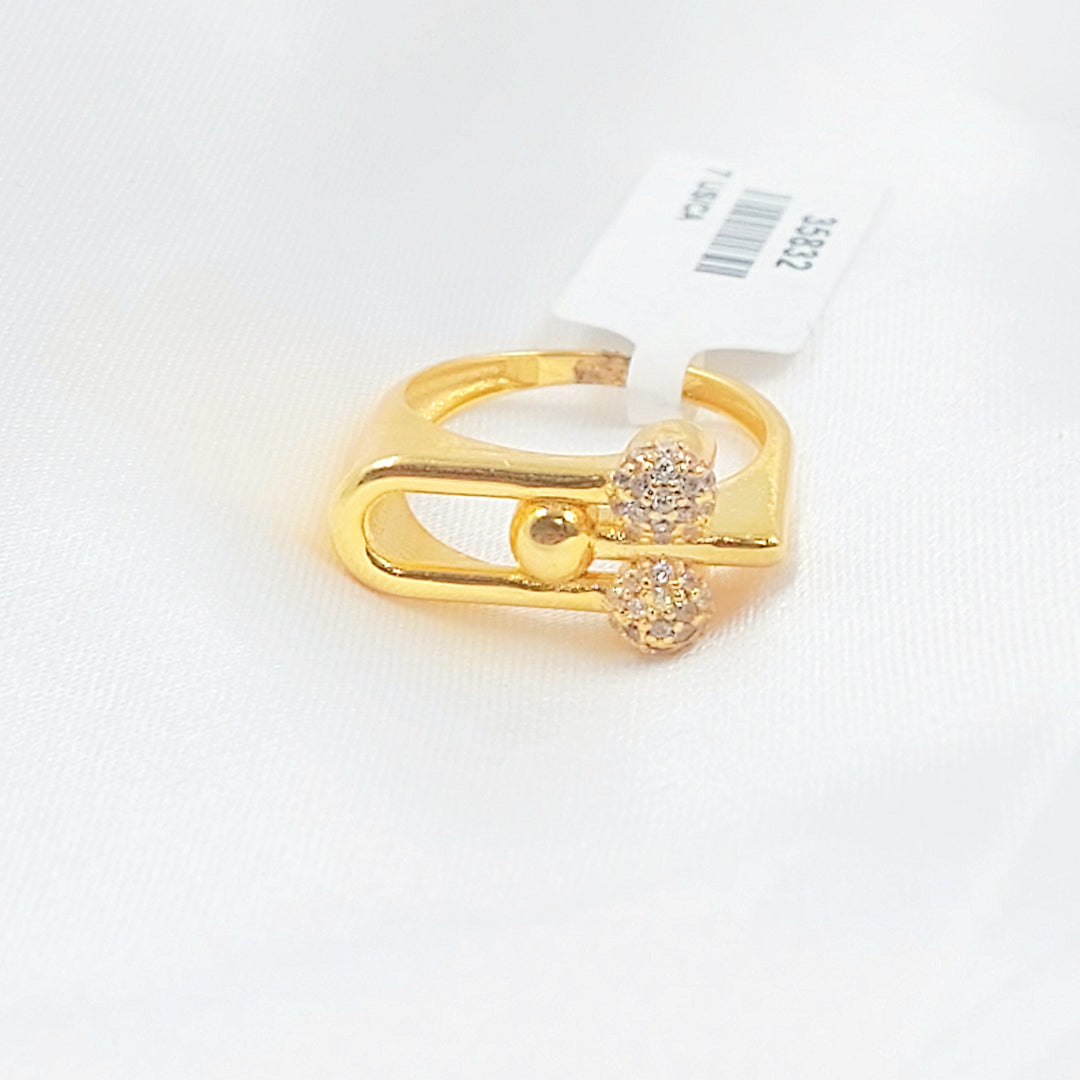 Zircon Studded Paperclip Ring Made of 21K Gold by Saeed Jewelry 