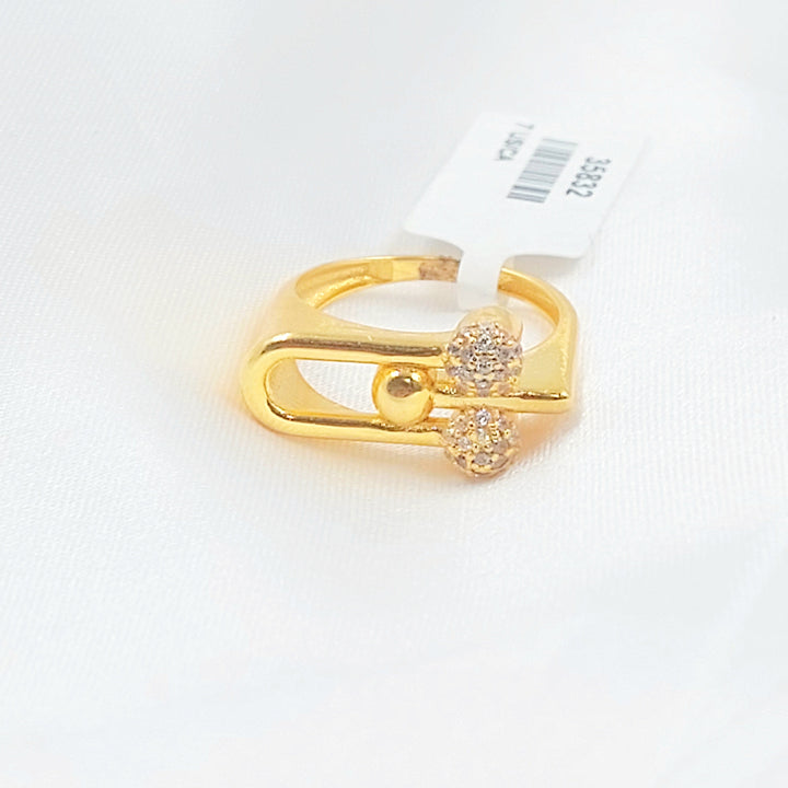 Zircon Studded Paperclip Ring Made of 21K Gold by Saeed Jewelry 