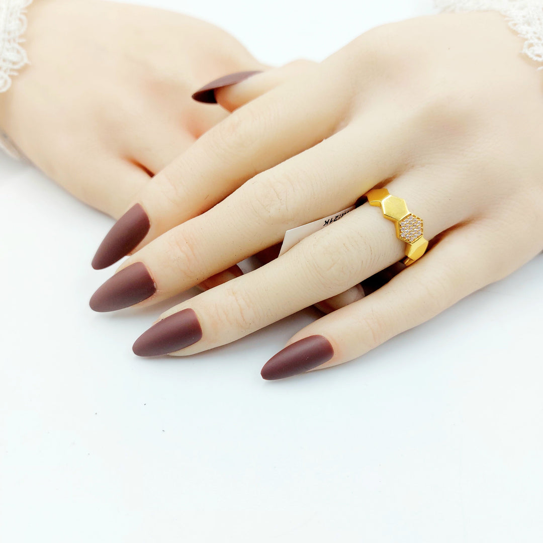 Zircon Studded Deluxe Ring Made of 21K Gold by Saeed Jewelry 