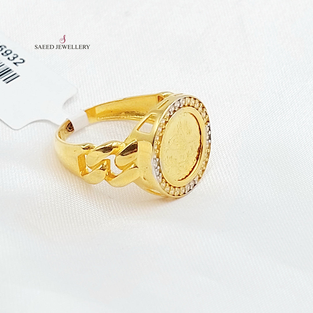 Zircon Studded Rashadi Ring Made of 21K Gold by Saeed Jewelry 