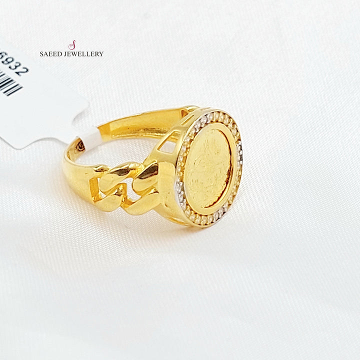 Zircon Studded Rashadi Ring Made of 21K Gold by Saeed Jewelry 