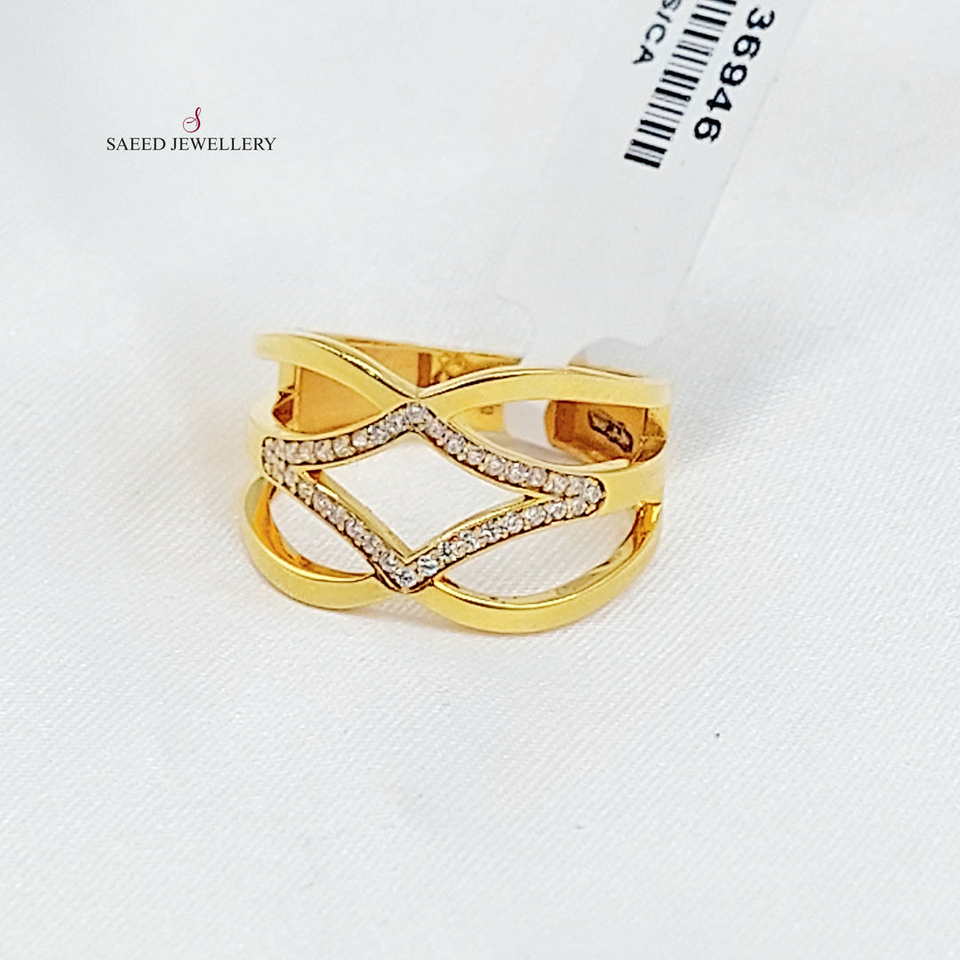 Zircon Studded Tears Ring Made of 21K Gold by Saeed Jewelry 