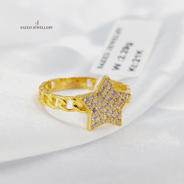 Zircon Studded Star Ring Made of 21K Gold by Saeed Jewelry 