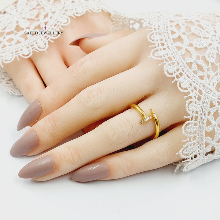 21K خاتم مسمار مرصع-مجوهرات الشيخ سعيد-Saeed Jewelry 