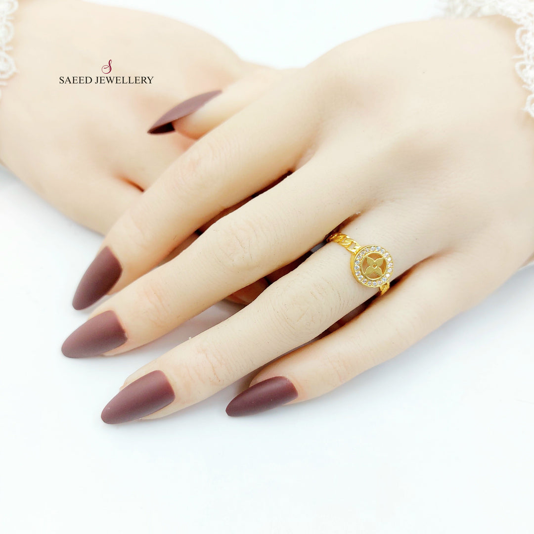 Zircon Studded Rose Ring Made of 21K Gold by Saeed Jewelry 