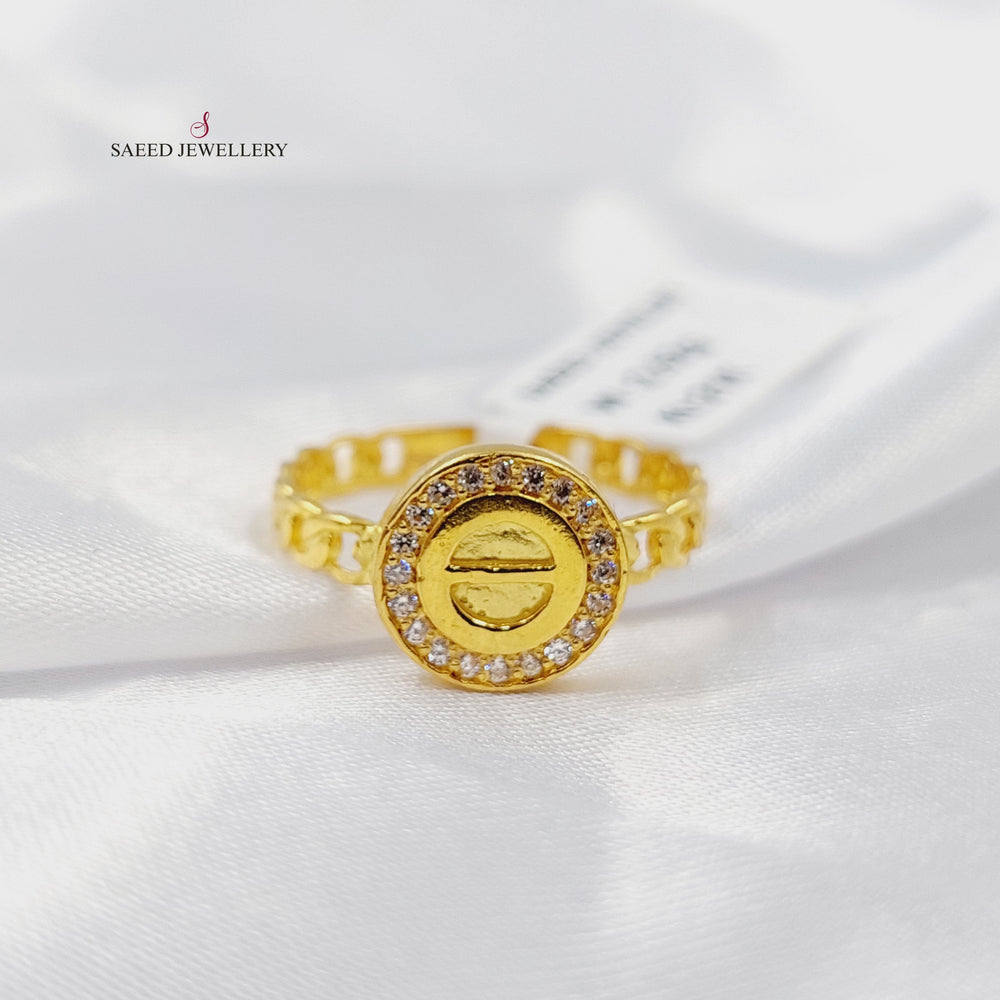 Zircon Studded Figaro Ring Made of 21K Gold by Saeed Jewelry 