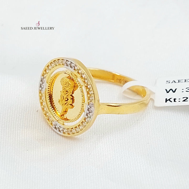 Zircon Studded Ounce Ring Made of 21K Gold by Saeed Jewelry 