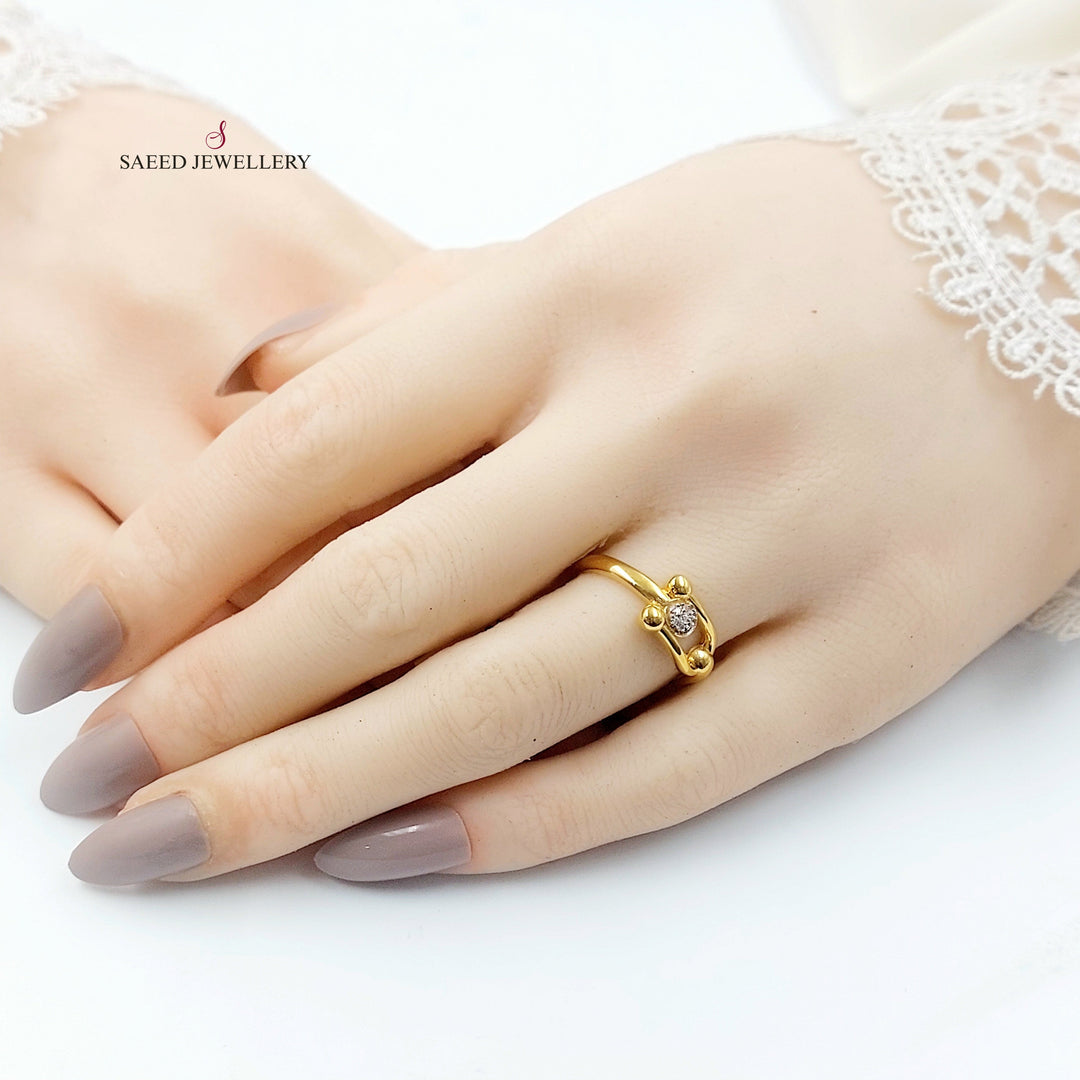 Zircon Studded Deluxe Ring Made of 21K Gold by Saeed Jewelry 