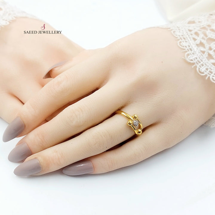 Zircon Studded Deluxe Ring Made of 21K Gold by Saeed Jewelry 
