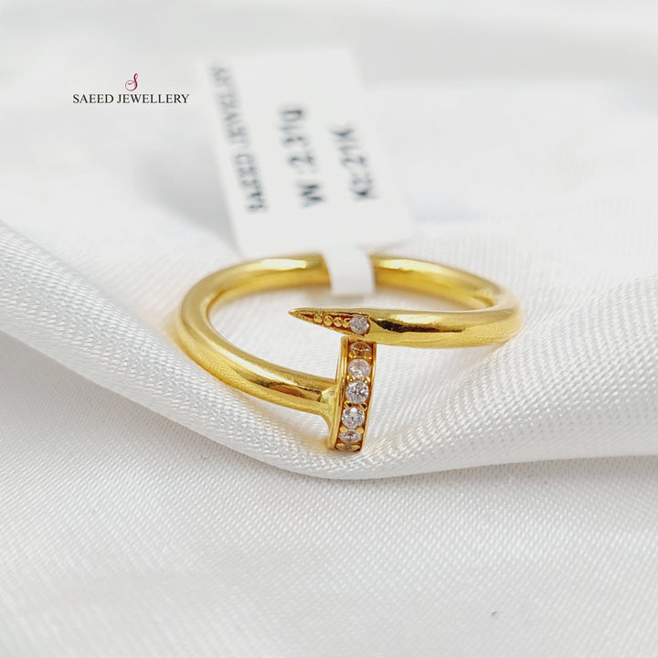 21K خاتم مسمار مرصع-مجوهرات الشيخ سعيد-Saeed Jewelry 