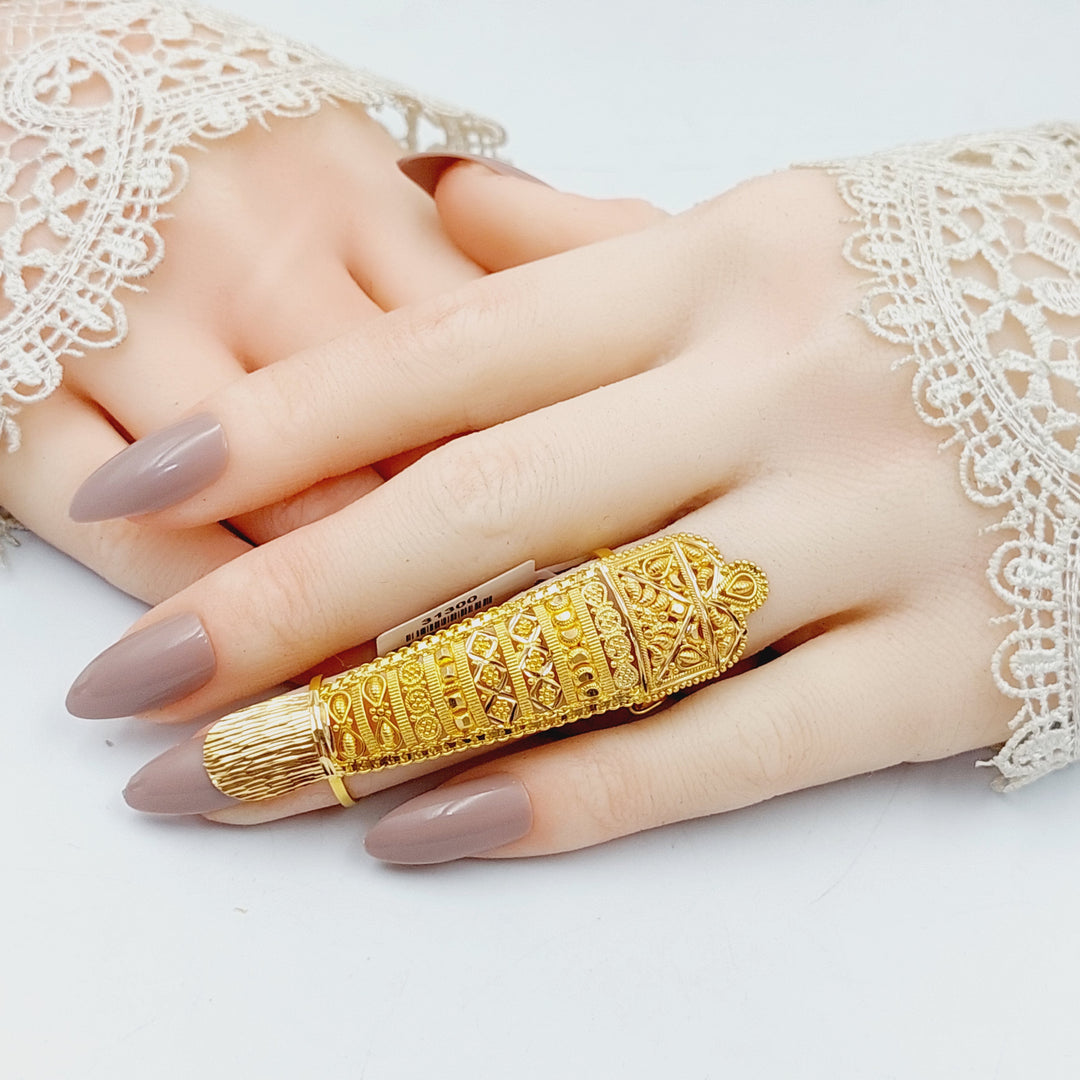 21K Gold Adjustable Full Finger Ring by Saeed Jewelry - Image 3