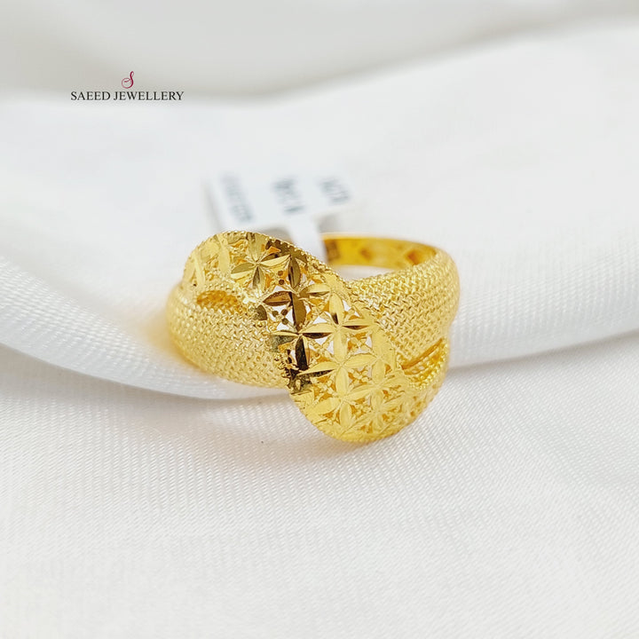 21K Gold Deluxe Engraved Ring by Saeed Jewelry - Image 1