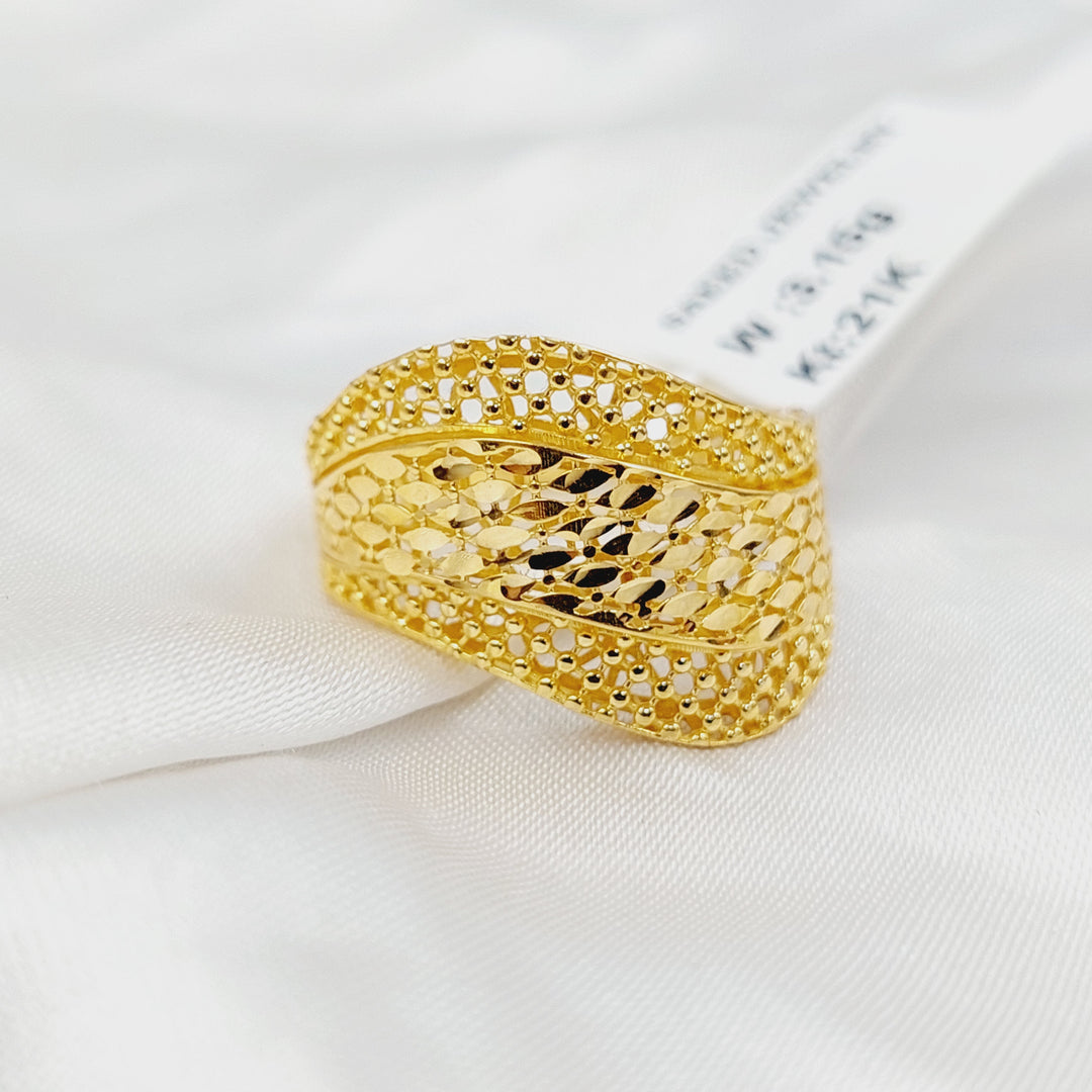 21K Gold Deluxe Engraved Ring by Saeed Jewelry - Image 2