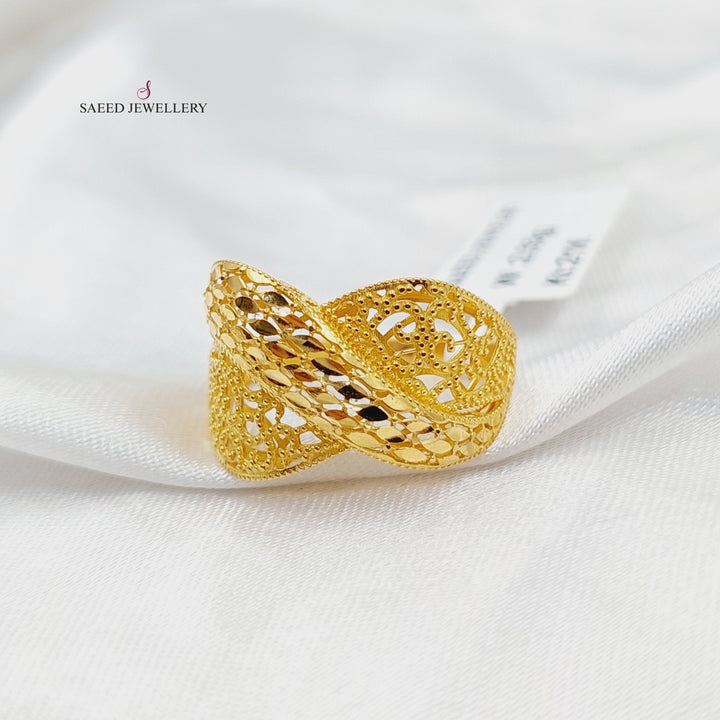 21K Gold Deluxe Engraved Ring by Saeed Jewelry - Image 4