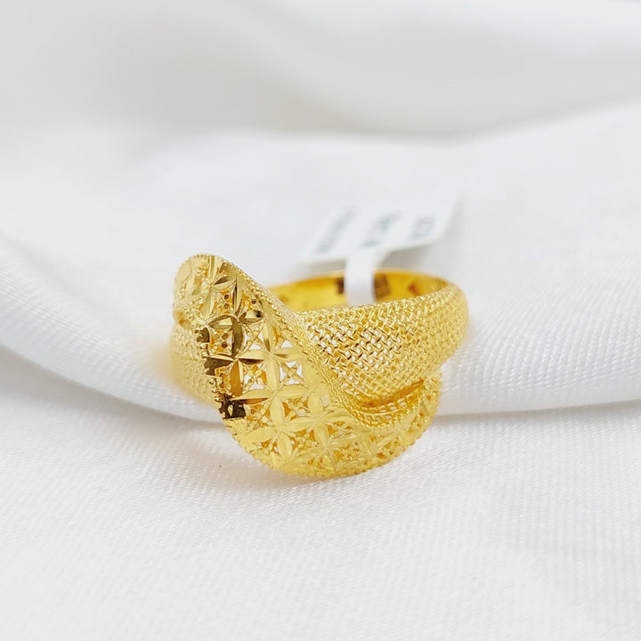 21K Gold Deluxe Engraved Ring by Saeed Jewelry - Image 2