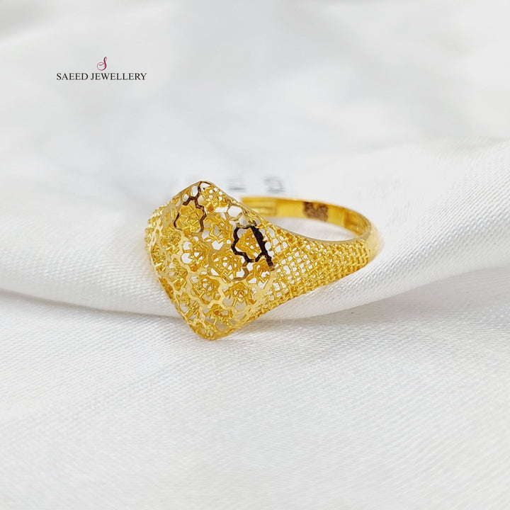 21K Gold Deluxe Engraved Ring by Saeed Jewelry - Image 3