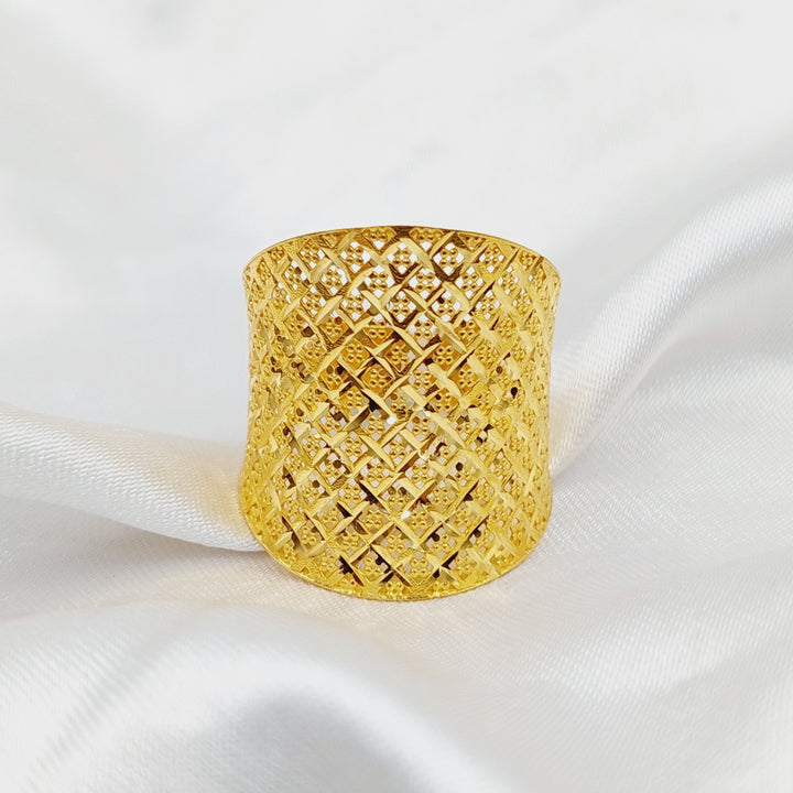 21K Gold Deluxe Engraved Ring by Saeed Jewelry - Image 2