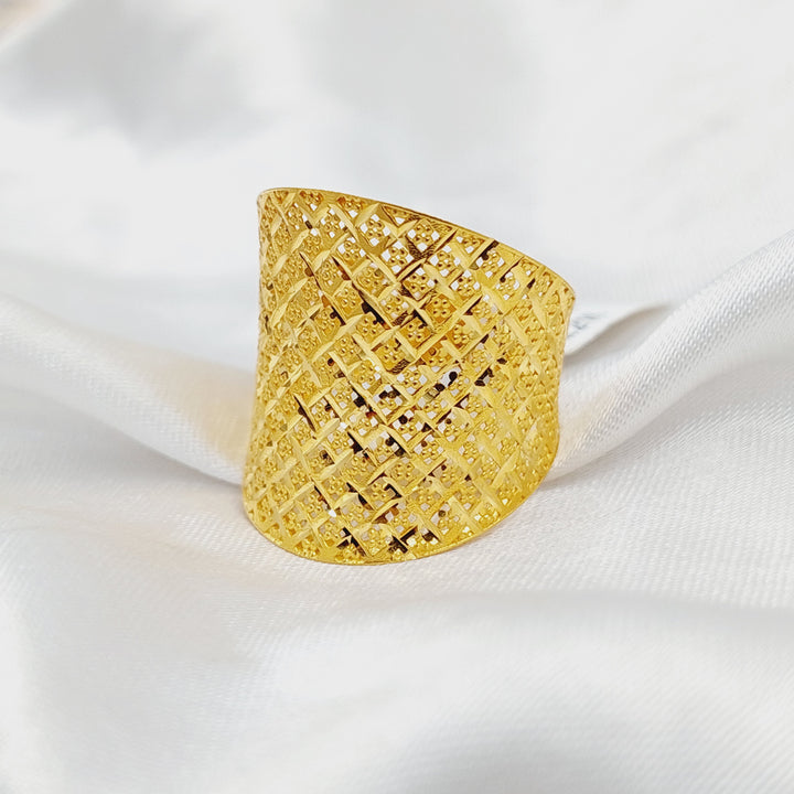 21K Gold Deluxe Engraved Ring by Saeed Jewelry - Image 1