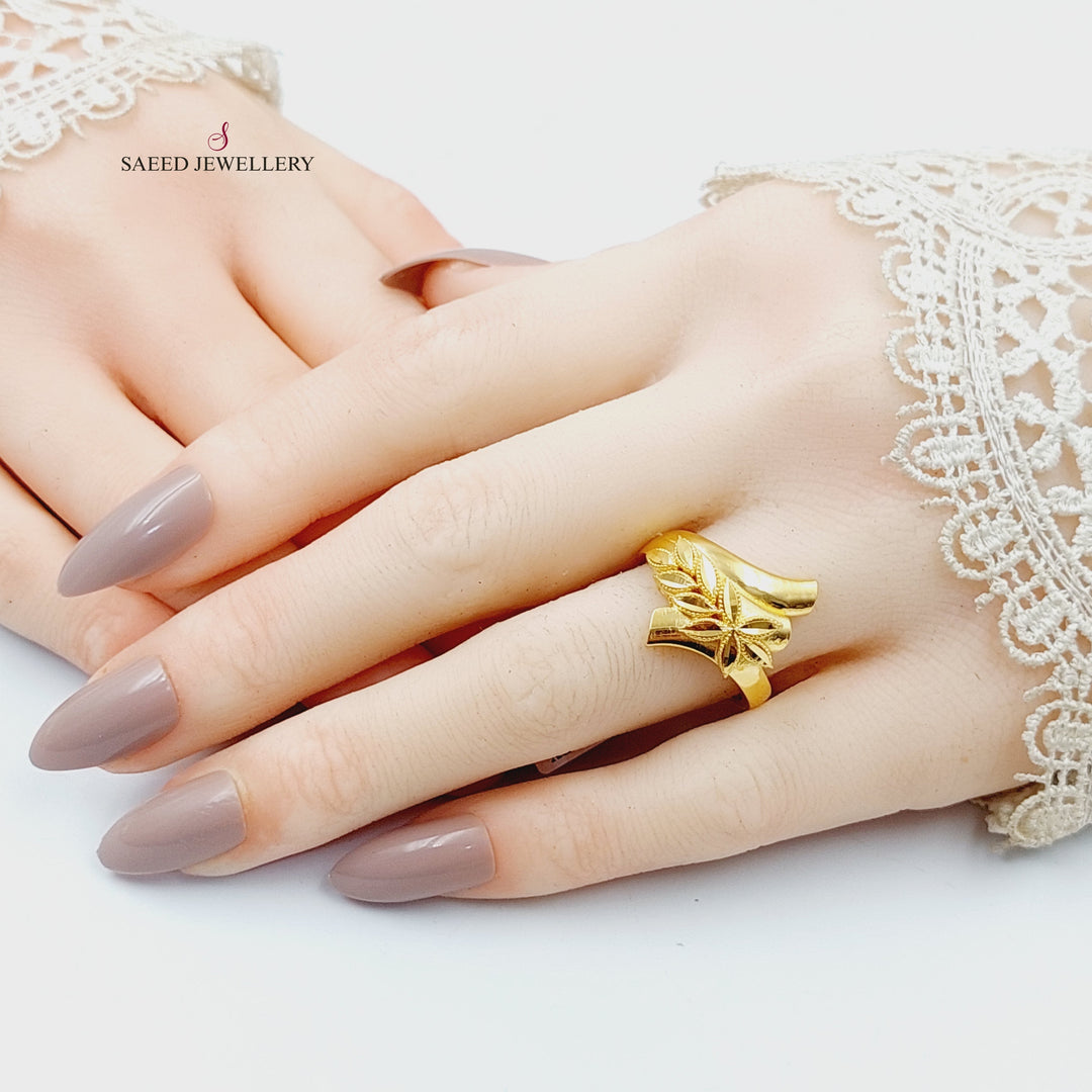 21K Gold Deluxe Leaf Ring by Saeed Jewelry - Image 5