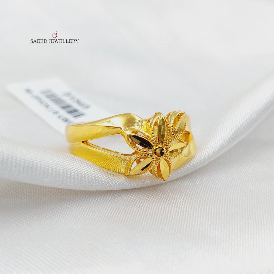 21K Gold Deluxe Leaf Ring by Saeed Jewelry - Image 3