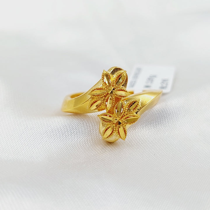 21K Gold Deluxe Leaf Ring by Saeed Jewelry - Image 3