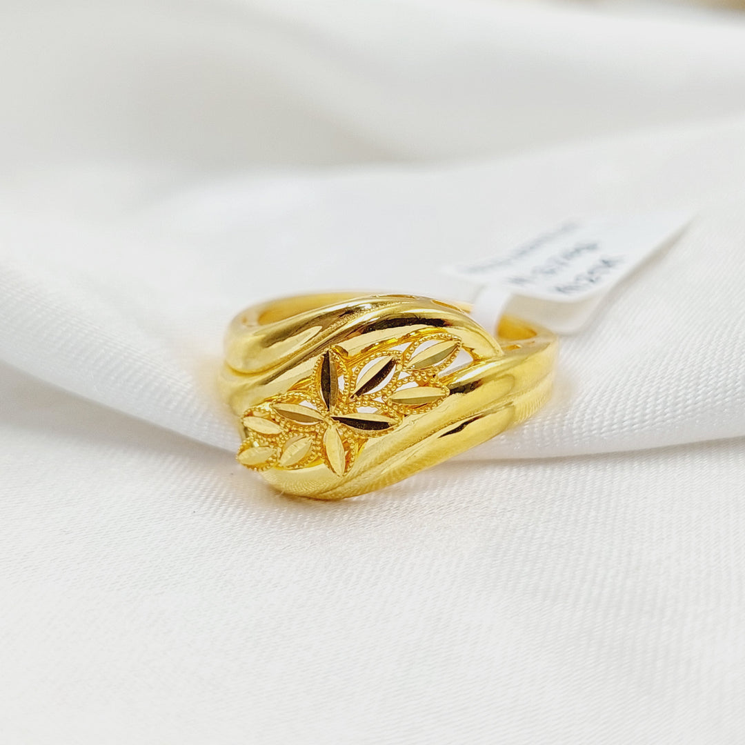 21K Gold Deluxe Leaf Ring by Saeed Jewelry - Image 3