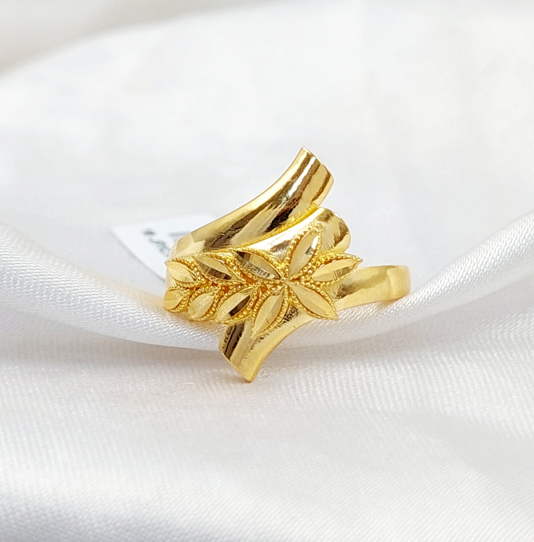 21K Gold Deluxe Leaf Ring by Saeed Jewelry - Image 2