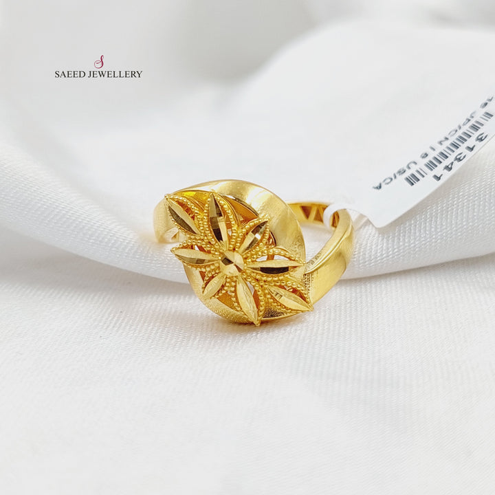 21K Gold Deluxe Leaf Ring by Saeed Jewelry - Image 3