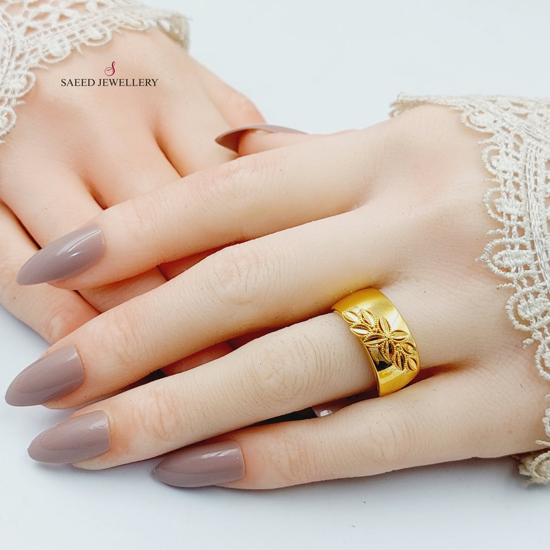 21K Gold Deluxe Leaf Ring by Saeed Jewelry - Image 8