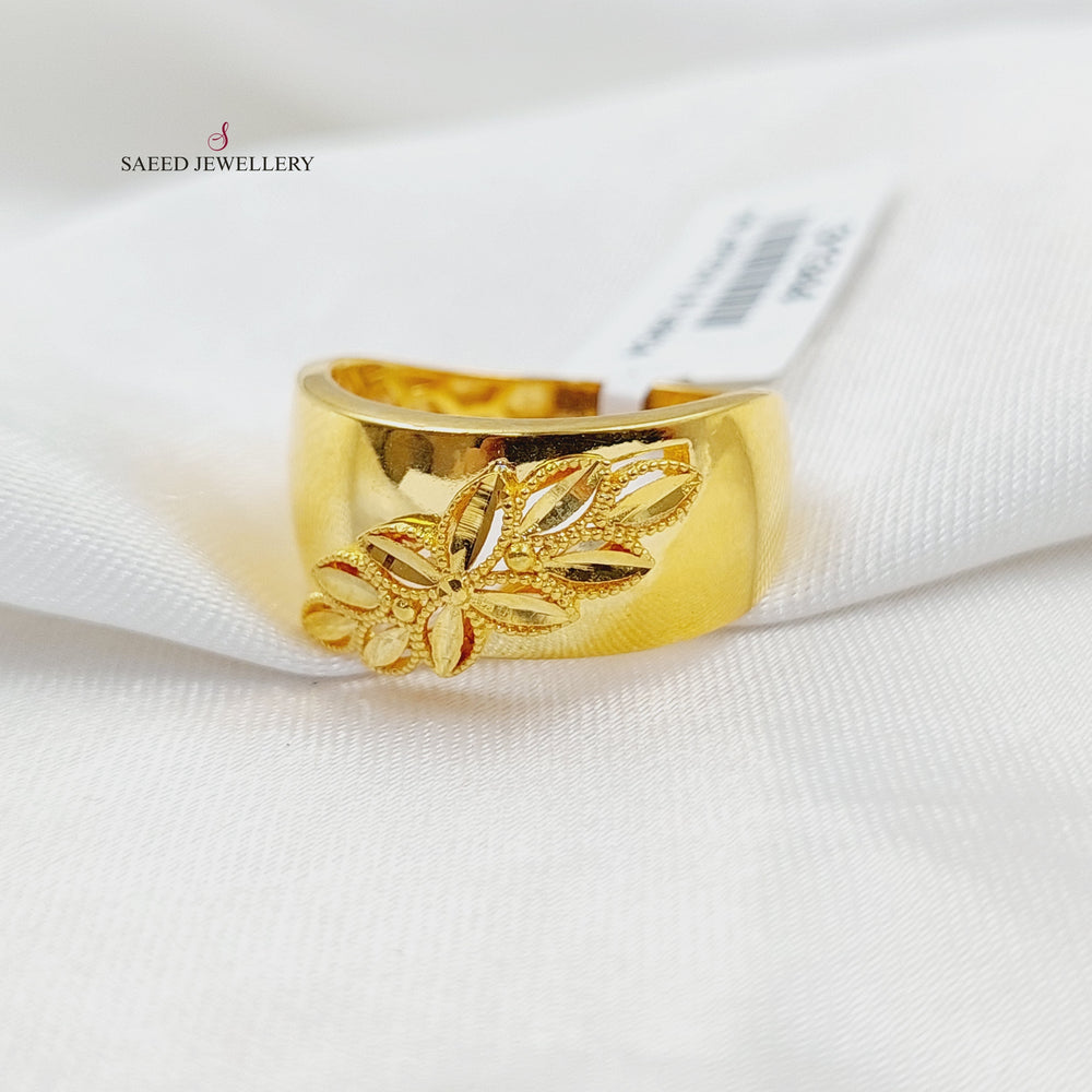 21K خاتم ورق الشجر اكسترا-مجوهرات الشيخ سعيد-Saeed Jewelry 