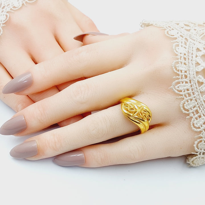 21K Gold Deluxe Leaf Ring by Saeed Jewelry - Image 4