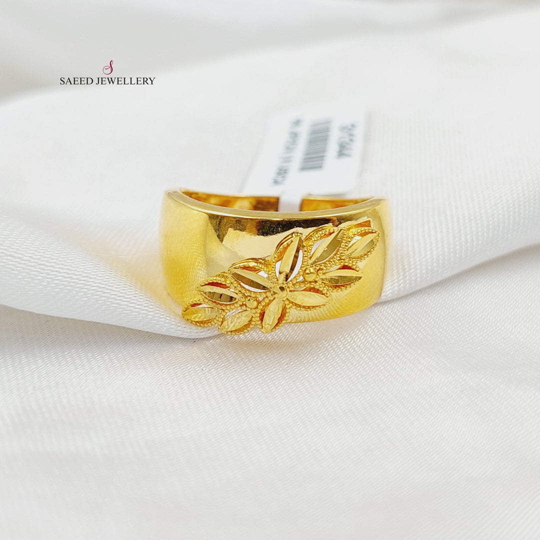 21K خاتم ورق الشجر اكسترا-مجوهرات الشيخ سعيد-Saeed Jewelry 