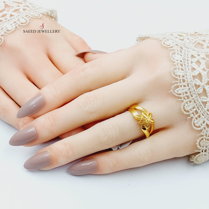 21K Gold Deluxe Leaf Ring by Saeed Jewelry - Image 4